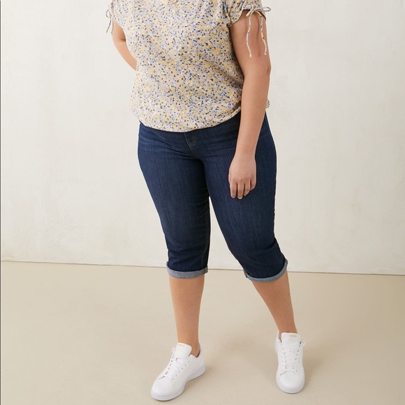 D.JEANS MODERN FIT CAPRI PLUS - RINSE WASH SIZE 20W (NEW WITH TAGS) - Picture 1 of 3